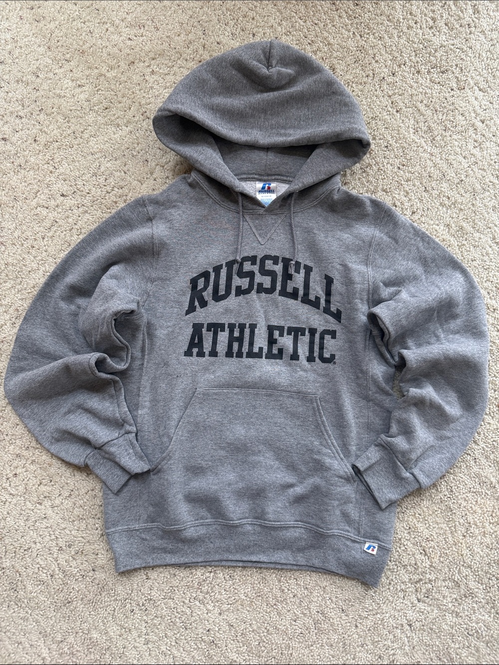 Russell Athletic Gray Pullover Hoodie with Black Logo